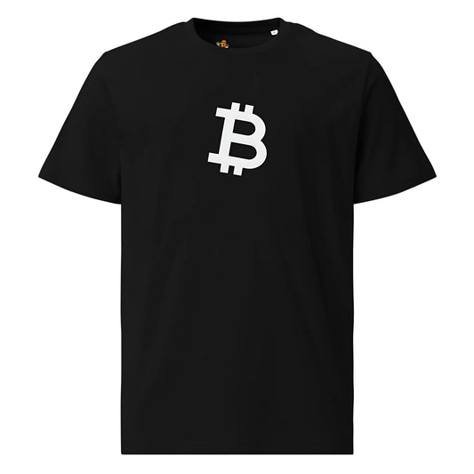 bitcoin t-shirt - angled b - front view - black