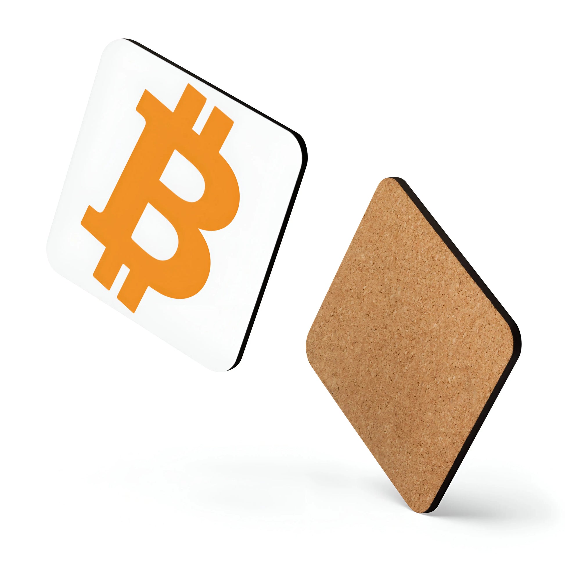 Angled Bitcoin Bitcoin coaster floating layout front view