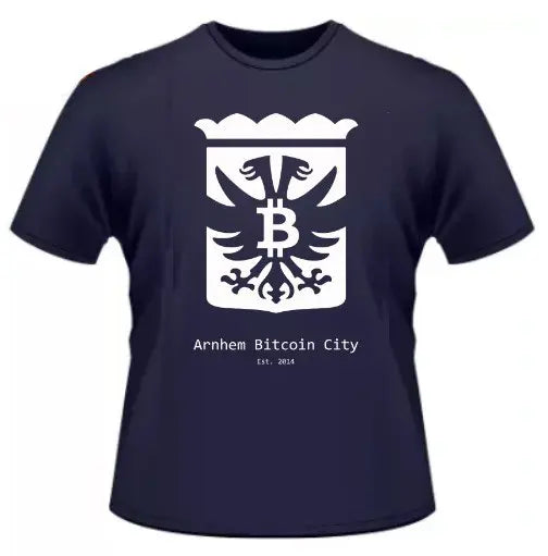 Bitcoin T-Shirt – Arnhem Bitcoin City - dark blue - front view