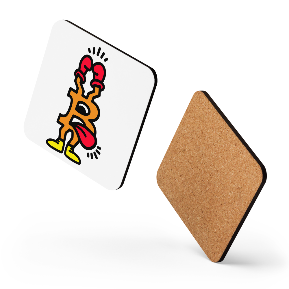 B – A Boxer Bitcoin coaster by BitPopArt – floating product shot