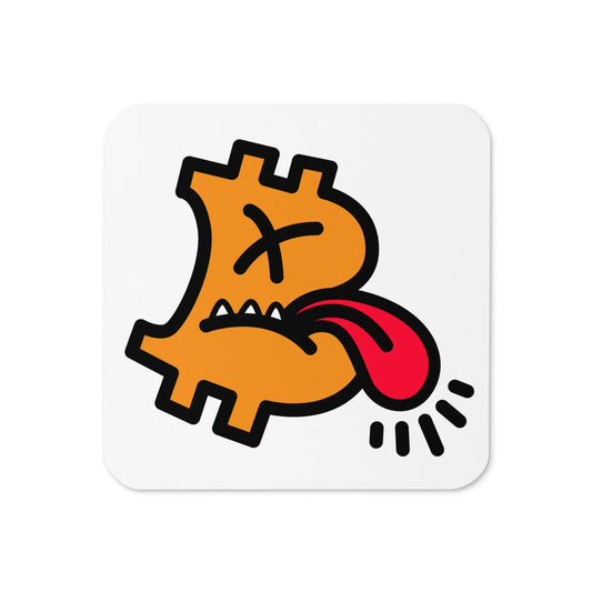 B Cranky Bitcoin coaster by BitPopArt – bold expressive design