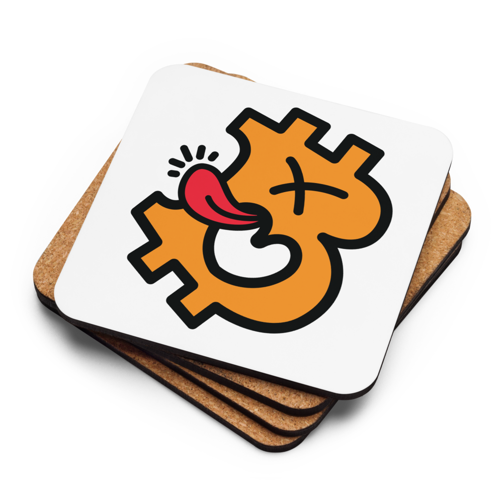 B – Fryslân Boppe! Bitcoin coaster stack by BitPopArt — cork backs + face up