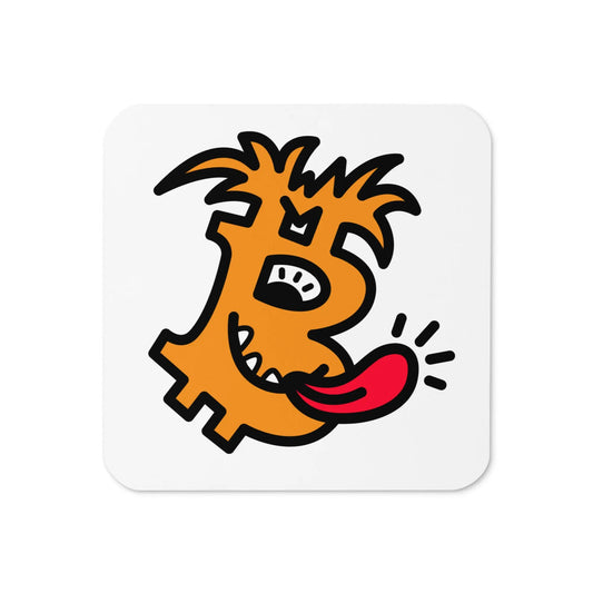 B Funky Bitcoin coaster by BitPopArt – vibrant Bitcoin design