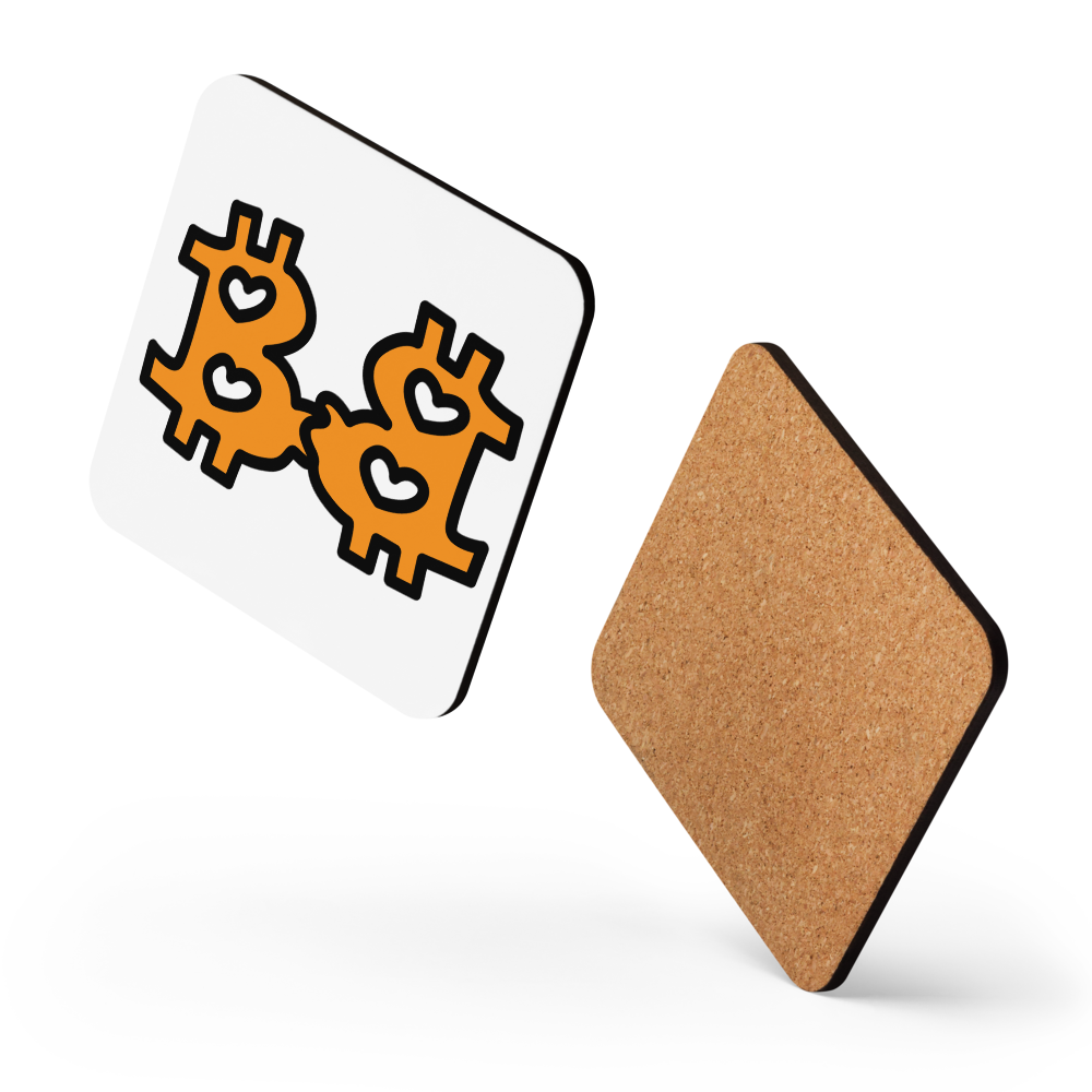 B – In Love Bitcoin coaster by BitPopArt – floating product shot