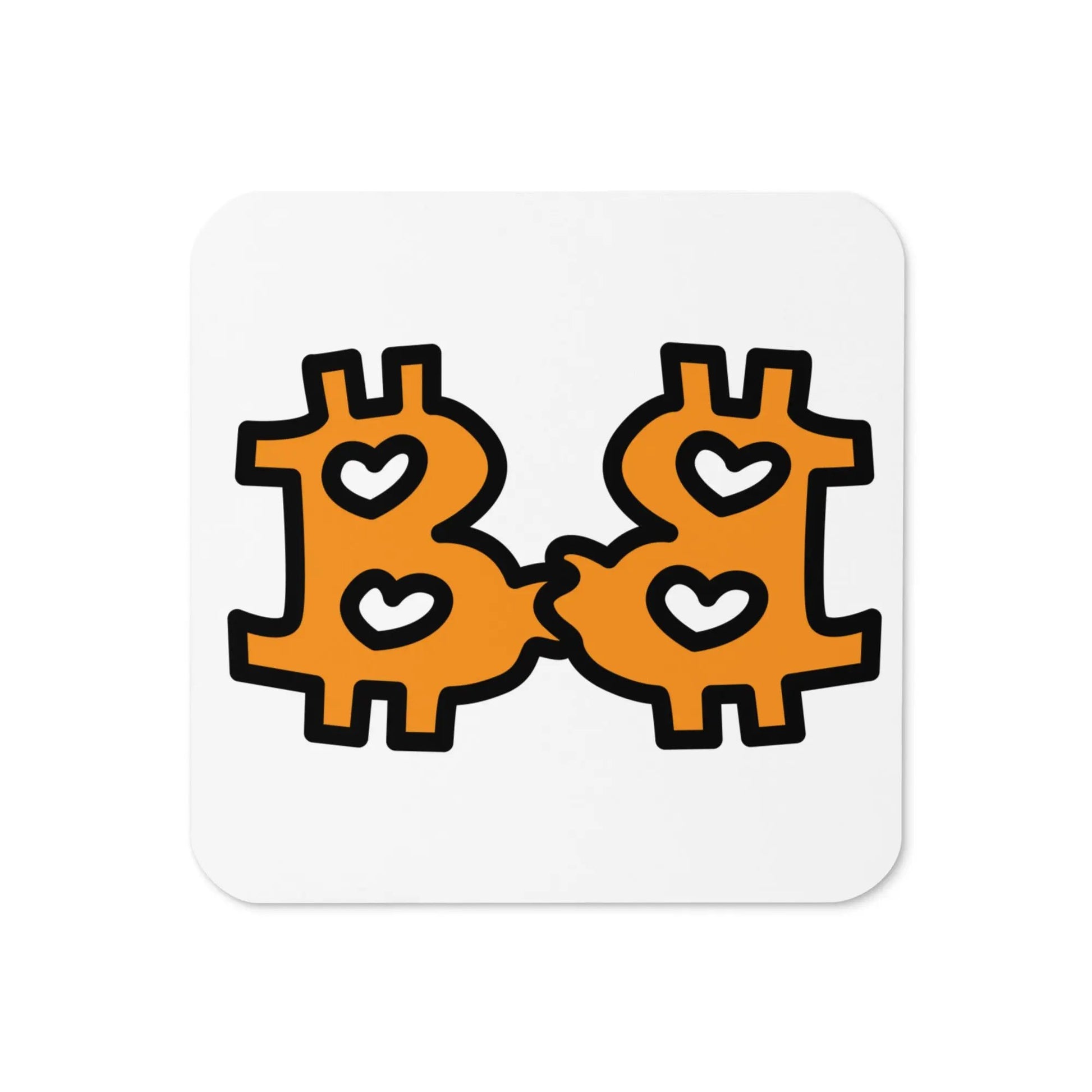 B – In Love Bitcoin coaster by BitPopArt – front view