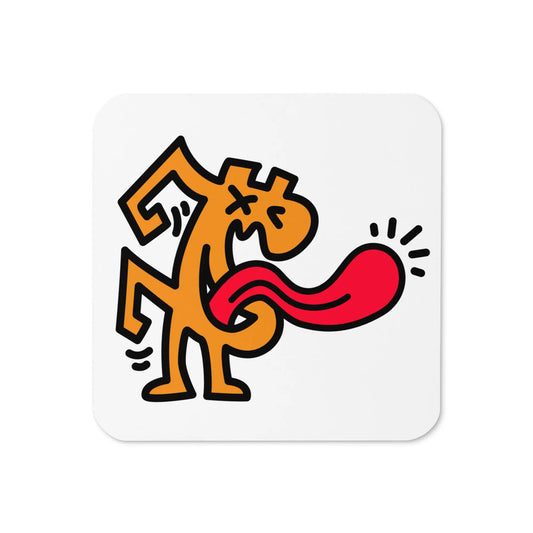 B Laughable Bitcoin coaster by BitPopArt – playful Bitcoin design