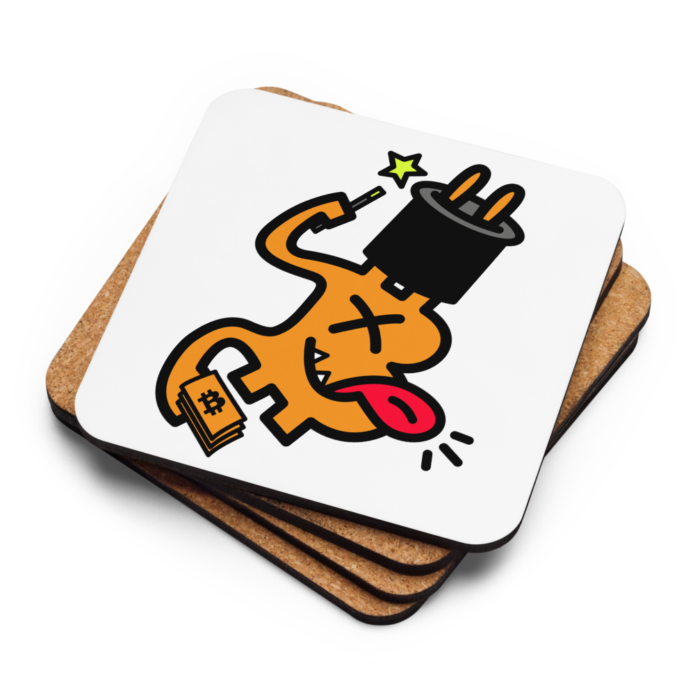 B – Magic Bitcoin coaster by BitPopArt – stacked with cork back