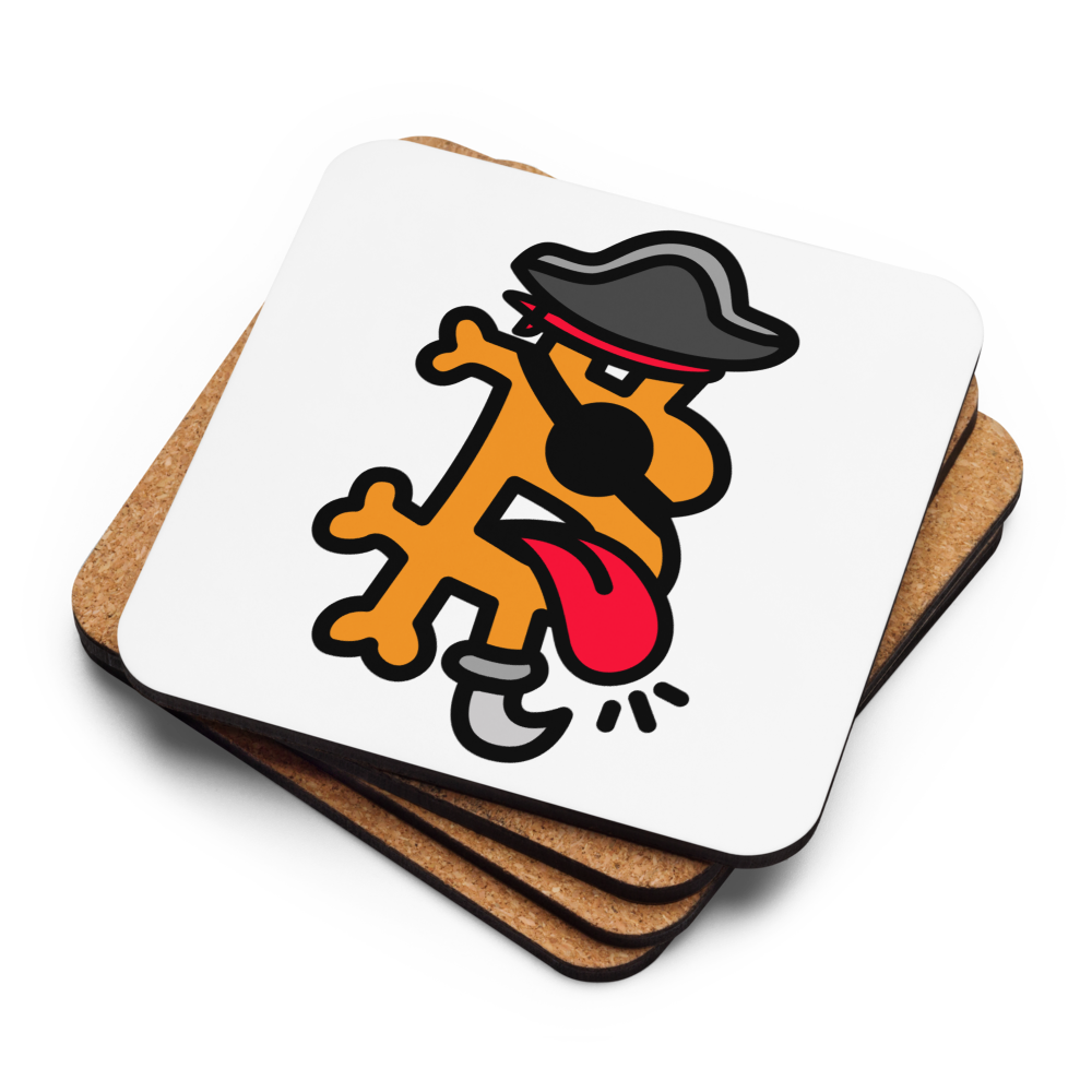 B – Pirate Bitcoin coaster by BitPopArt – stacked with cork back