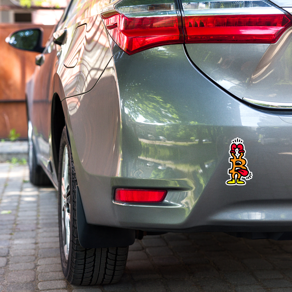 bitcoin sticker - be boxer - car view