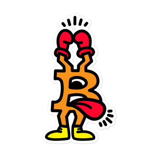 bitcoin sticker - be boxer - front view - large