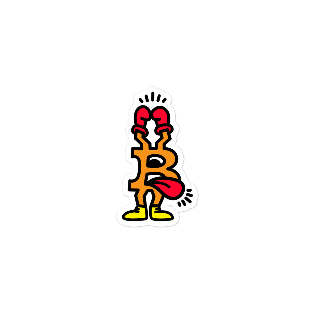 bitcoin sticker - be boxer - front view - small