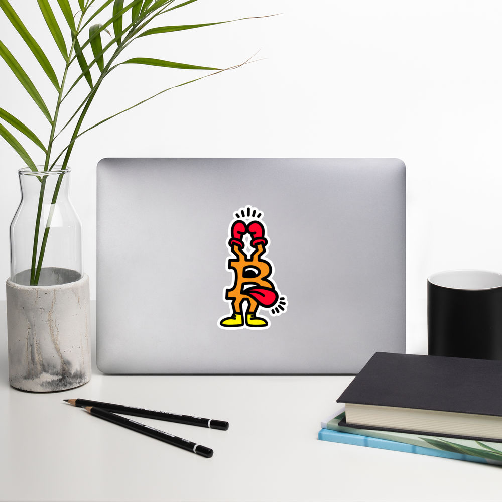 bitcoin sticker - be boxer - laptop view