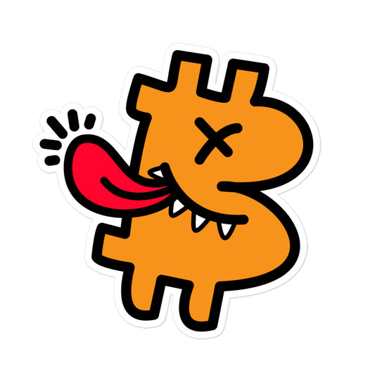 bitcoin sticker - be funny - front view