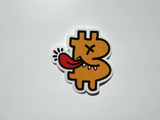 bitcoin sticker - be funny - front view