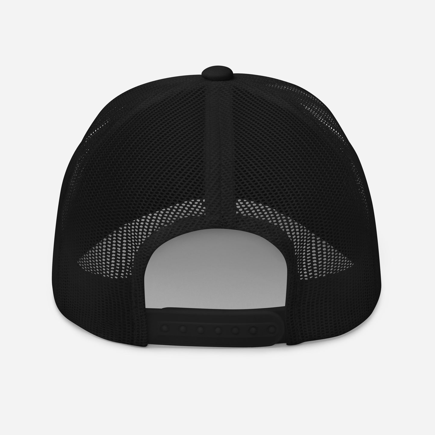 bitcoin trucker hat - be funny - back view - black