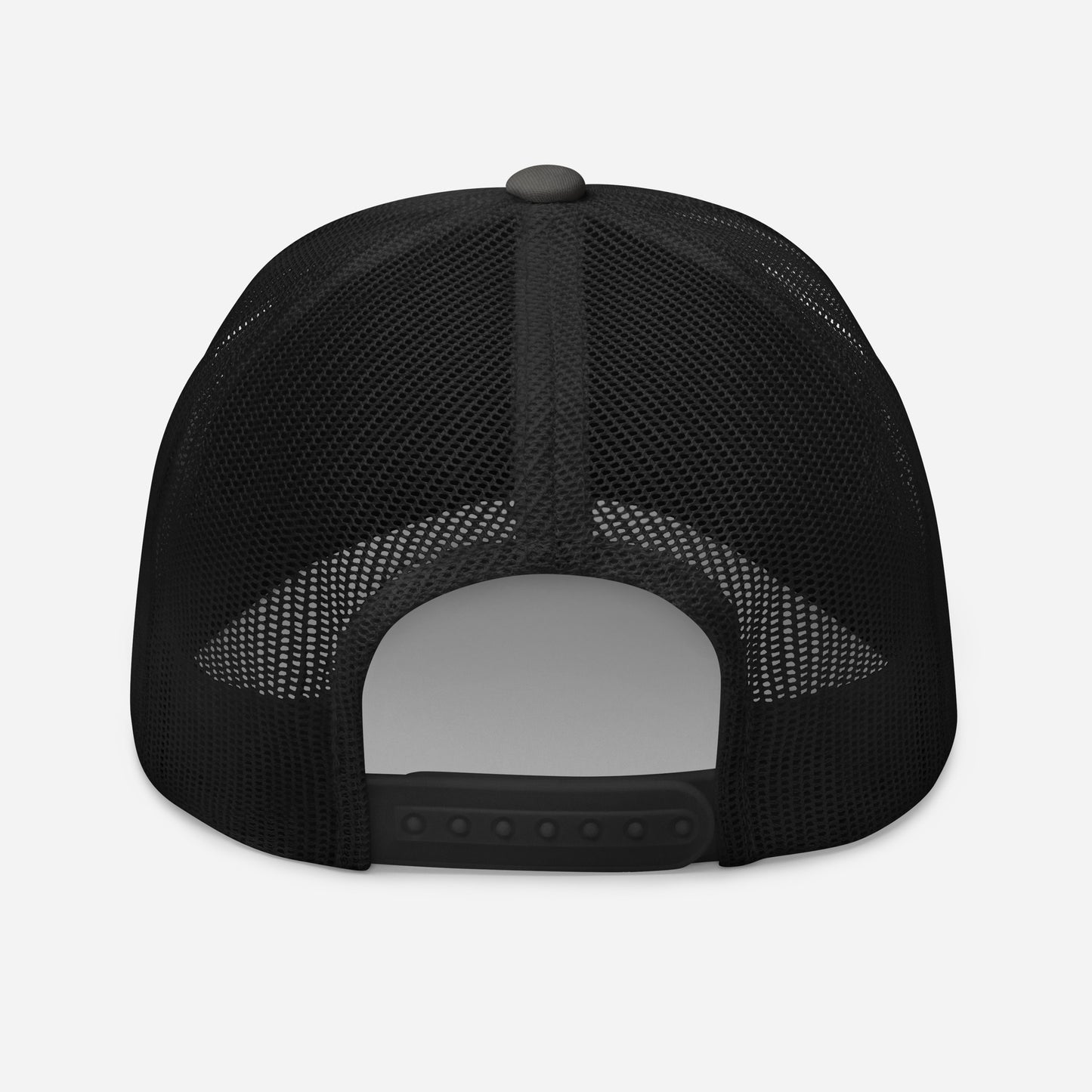 bitcoin trucker hat - be funny - back view - charcoal black
