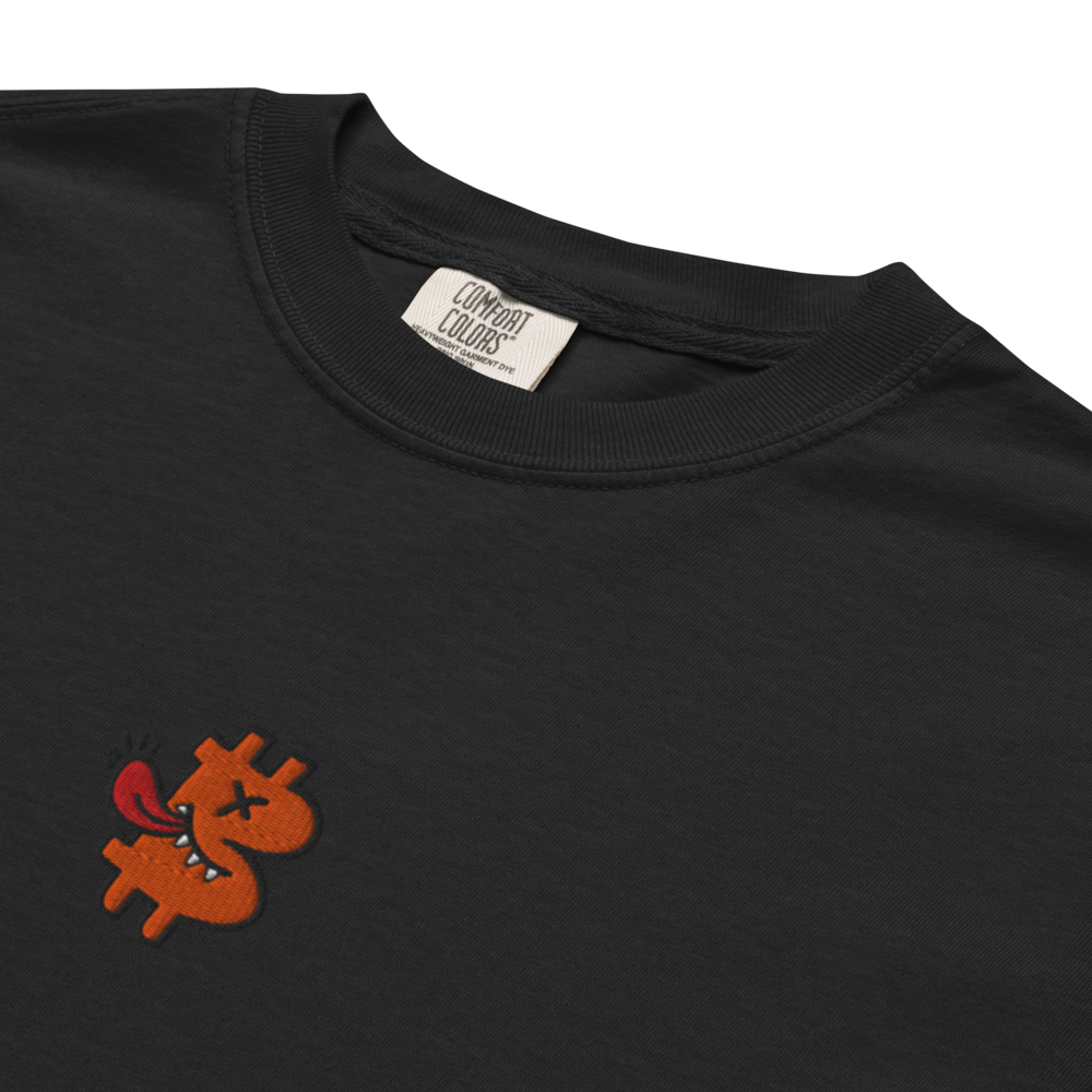 bitcoin t-shirt - be funny - embroidery close-up