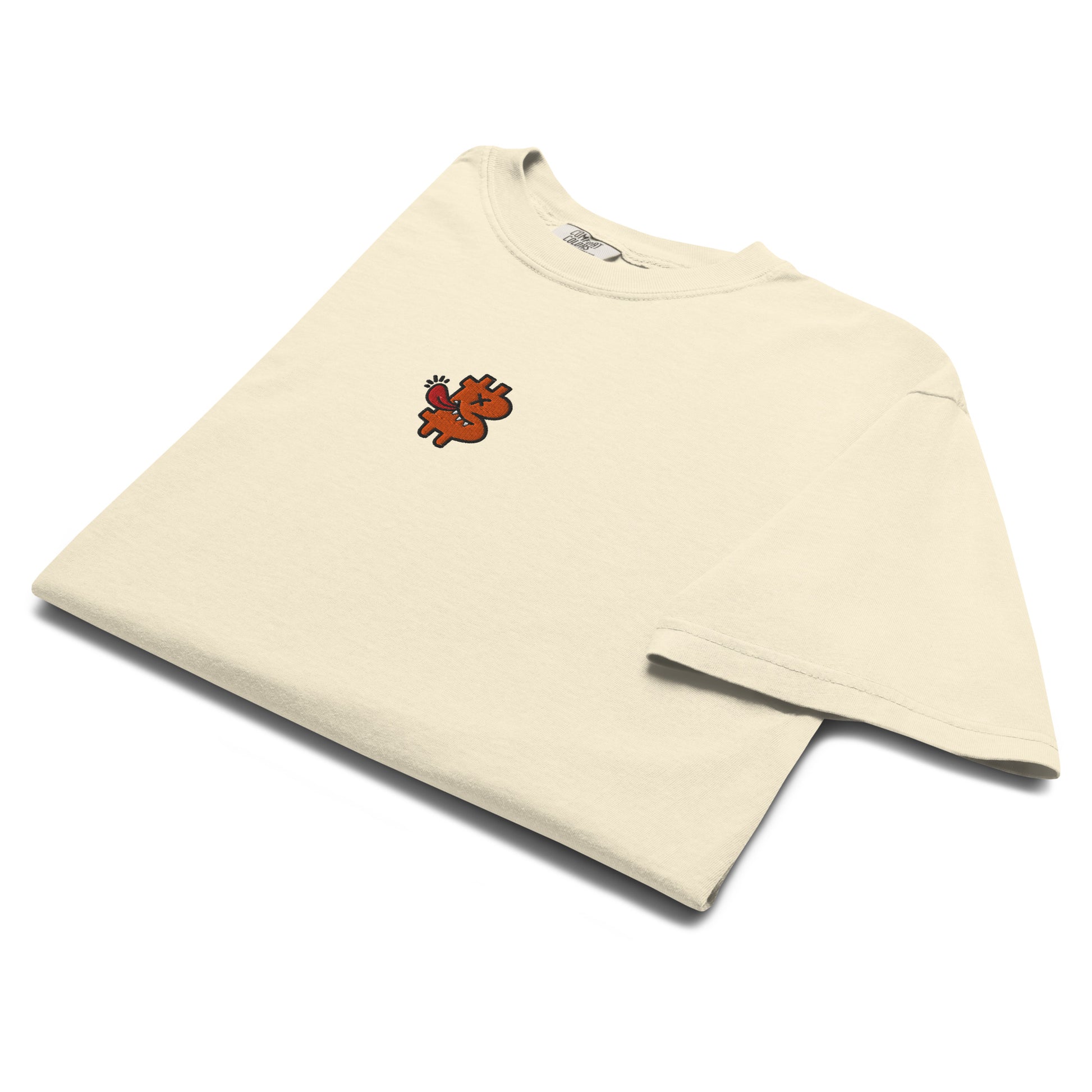 bitcoin t-shirt - be funny - folded view - ivory