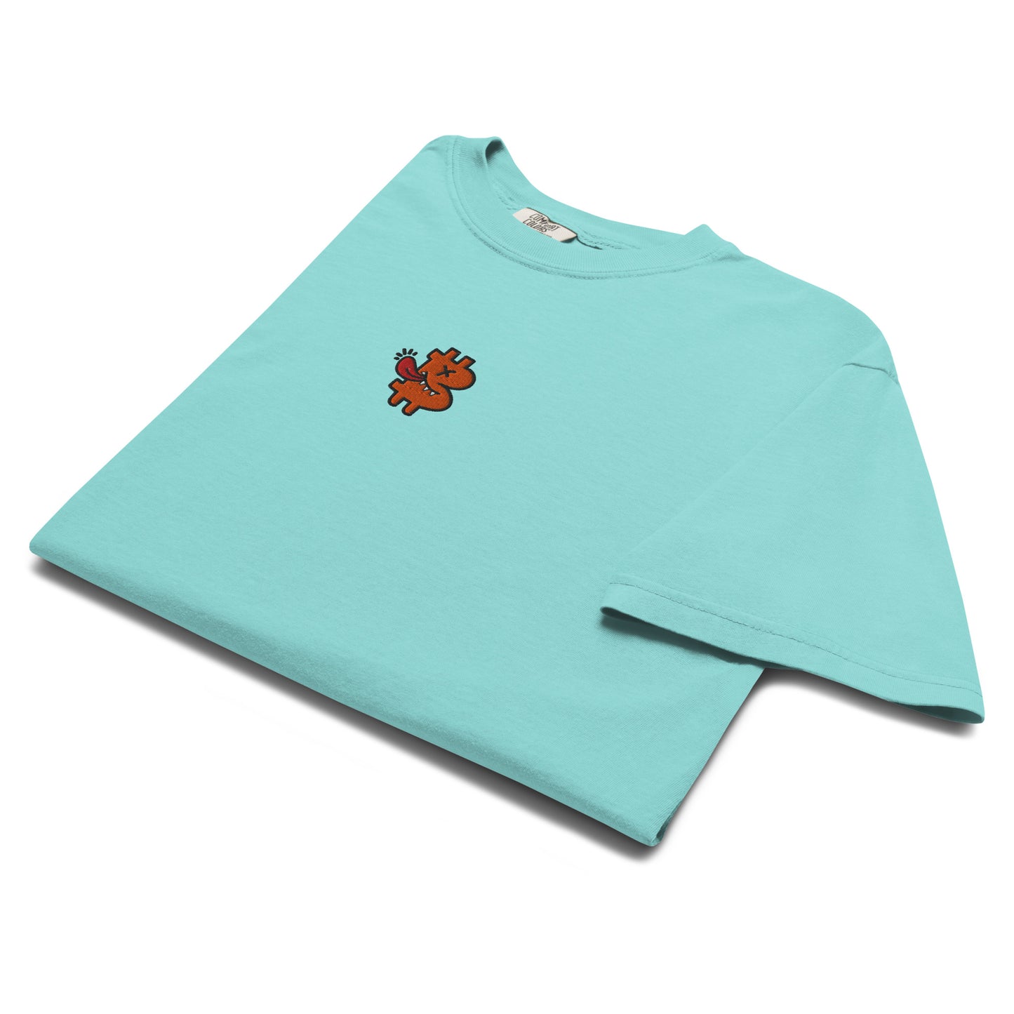 bitcoin t-shirt - be funny - folded view - lagoon