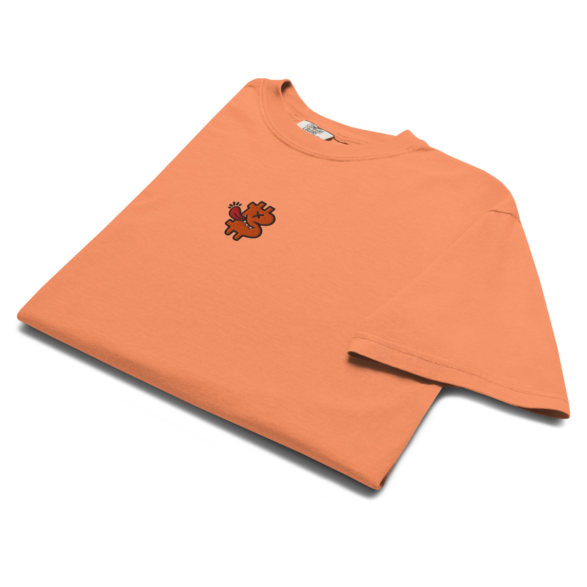 bitcoin t-shirt - be funny - folded view - terracotta
