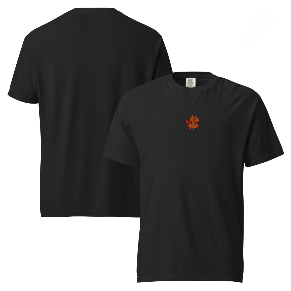 bitcoin t-shirt - be funny - front and back view - black