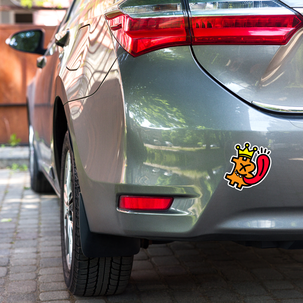 bitcoin sticker - be king - car view