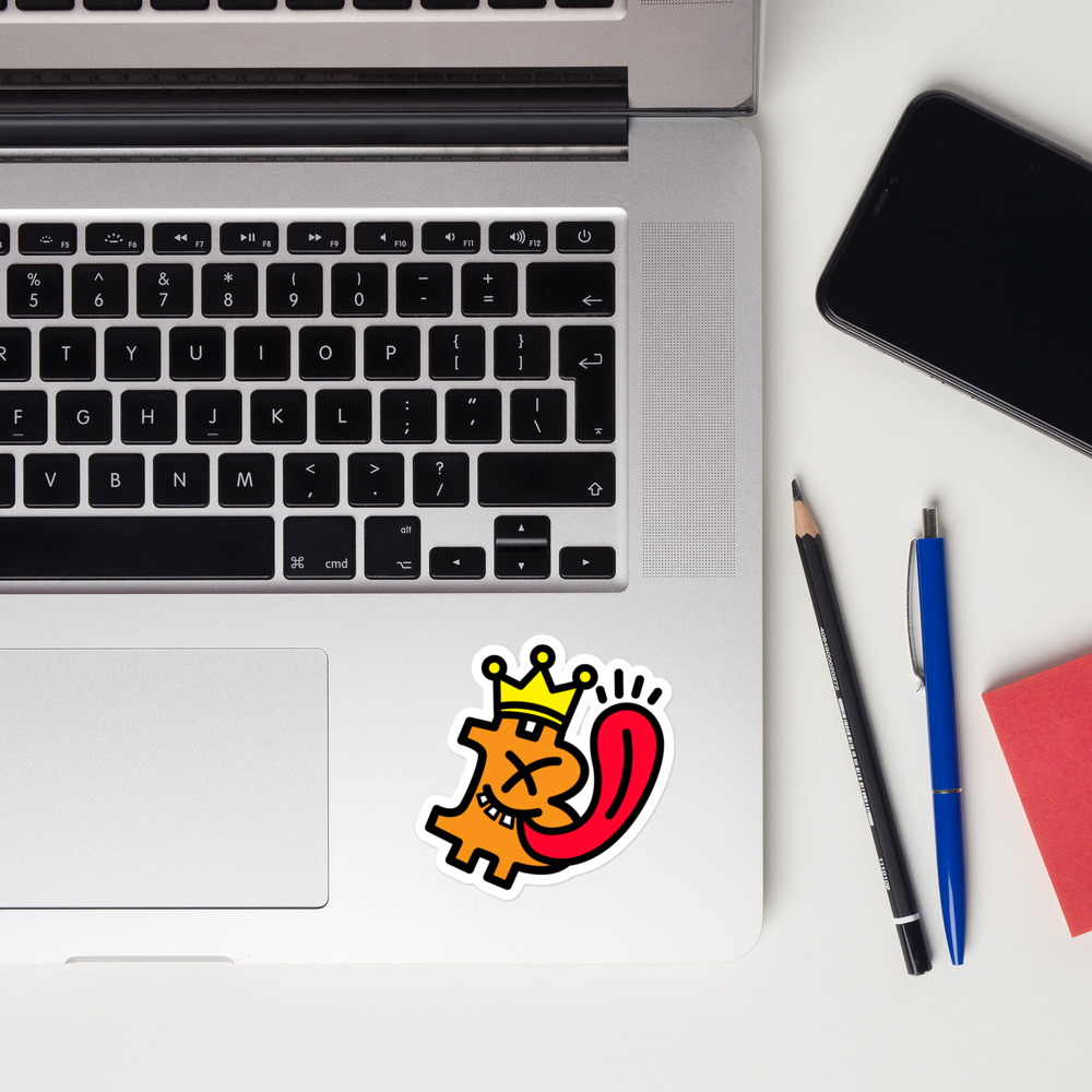 bitcoin sticker - be king - laptop detail view