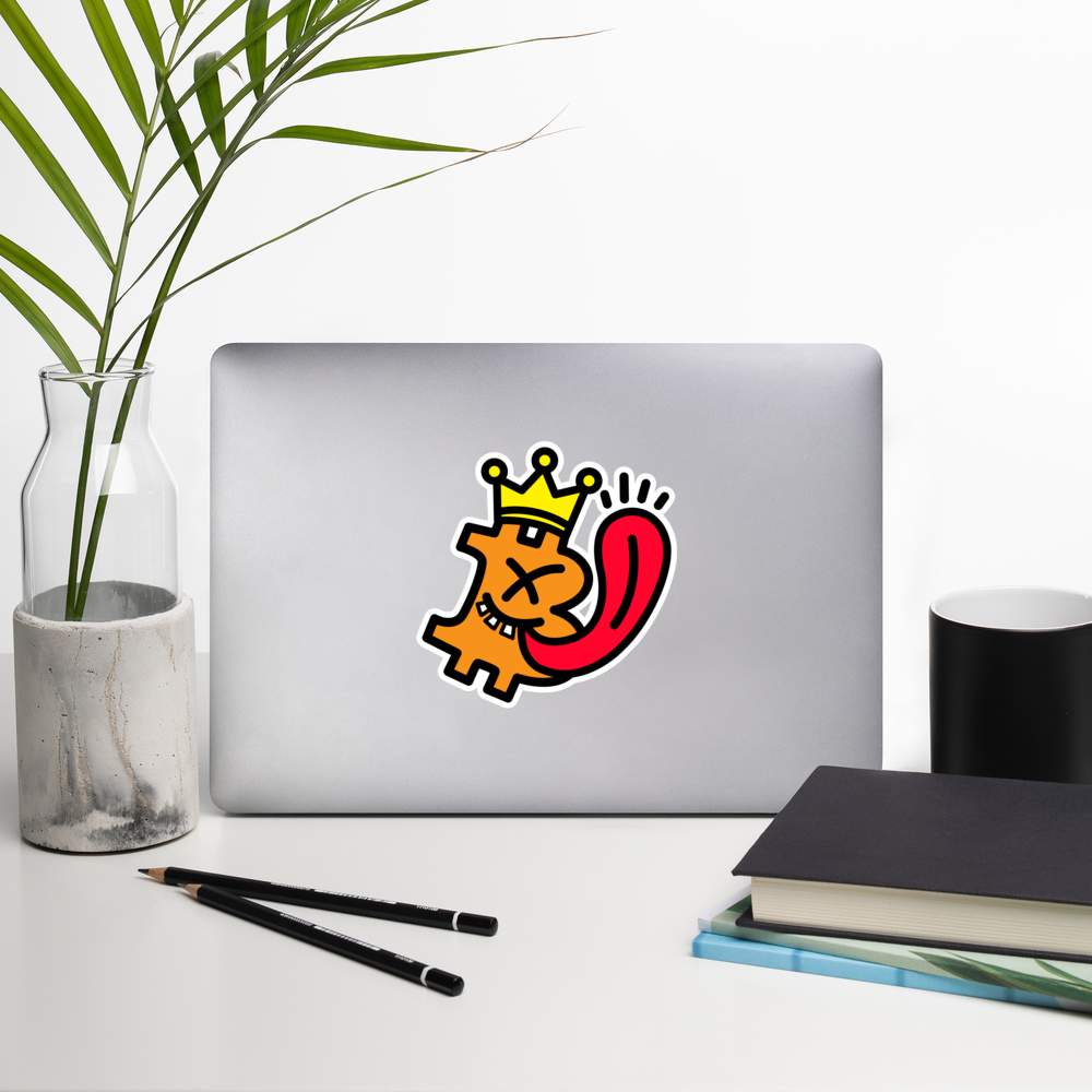 bitcoin sticker - be king - laptop view