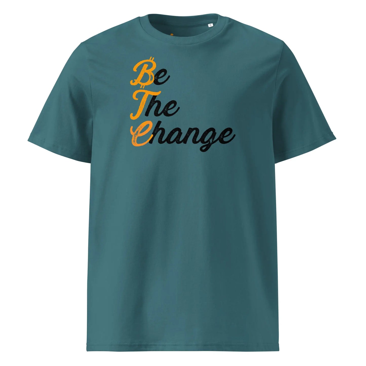 Bitcoin T-Shirt – Be The Change - front view — blue