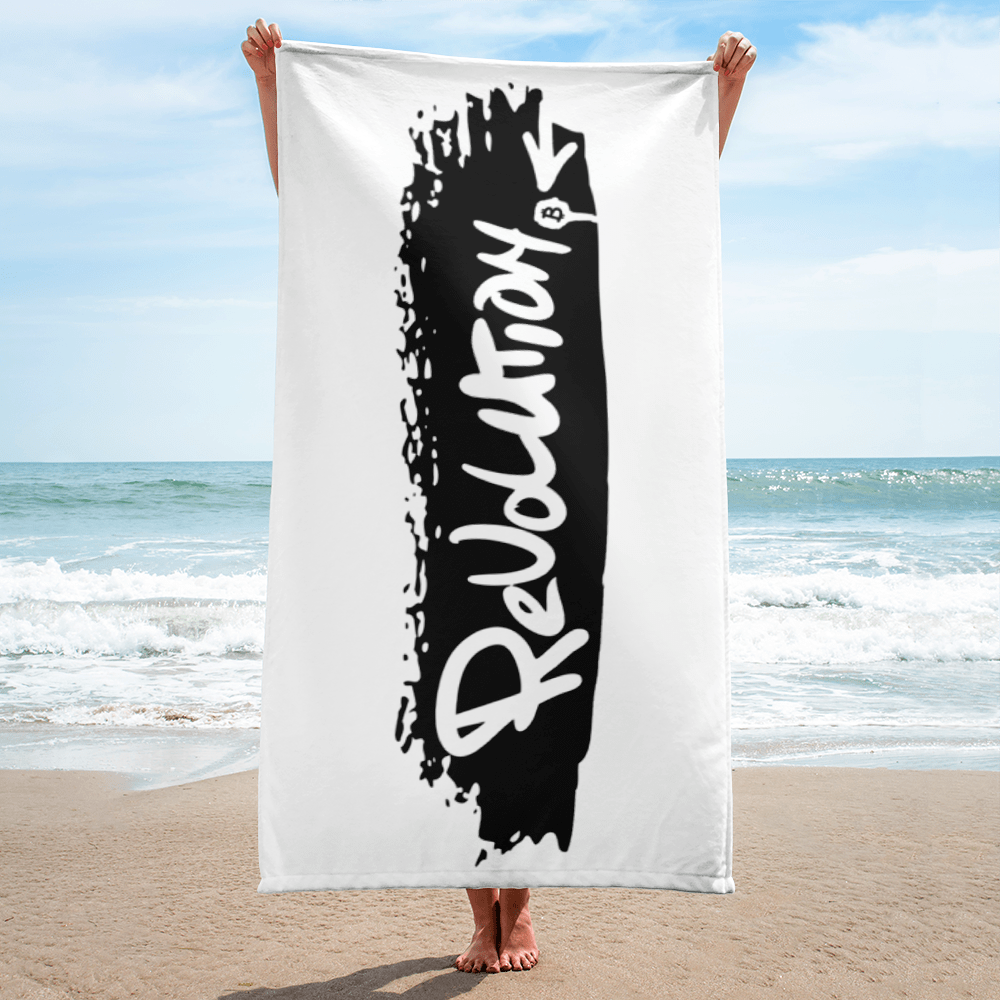 Bitcoin Towel - Revolution - Beach Towel - Black - By BitPopArt Store of Value