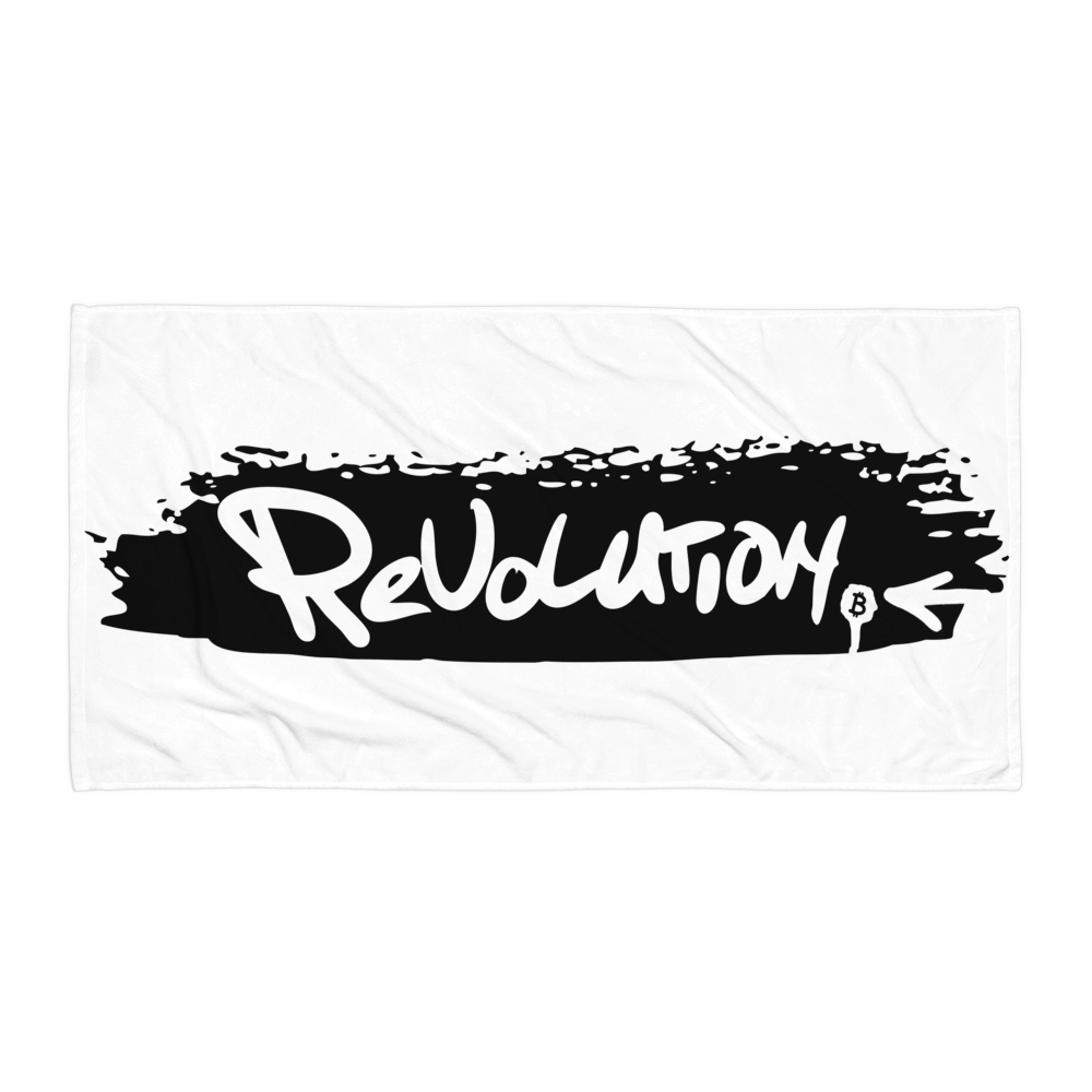 Bitcoin Towel - Revolution - Beach Towel - Black - By BitPopArt Store of Value