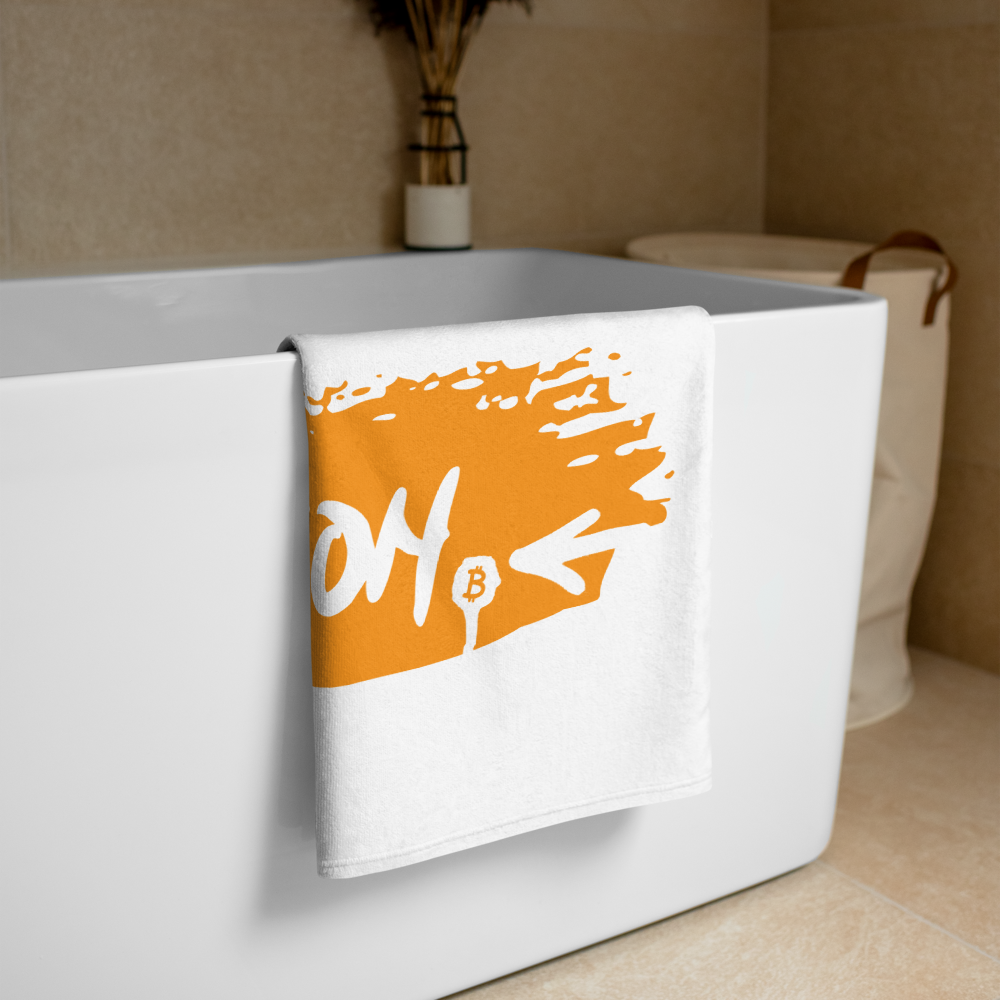 Bitcoin Towel - Revolution - Beach Towel - Orange - By BitPopArt Store of Value