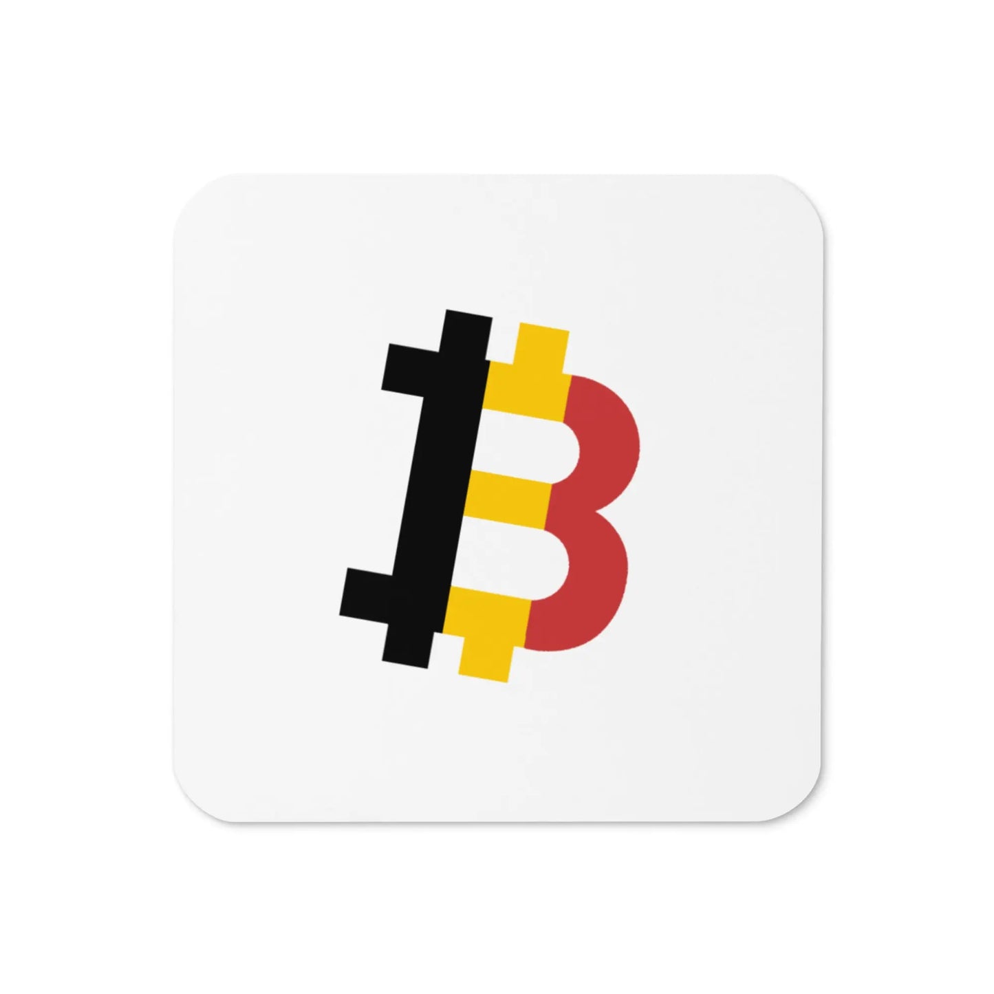 Belgian Bitcoin Flag coaster by BitPopArt front view