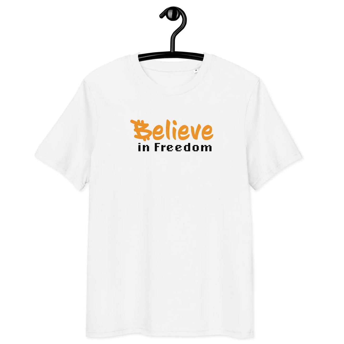 Bitcoin T-Shirt – Believe in Freedom - on hanger