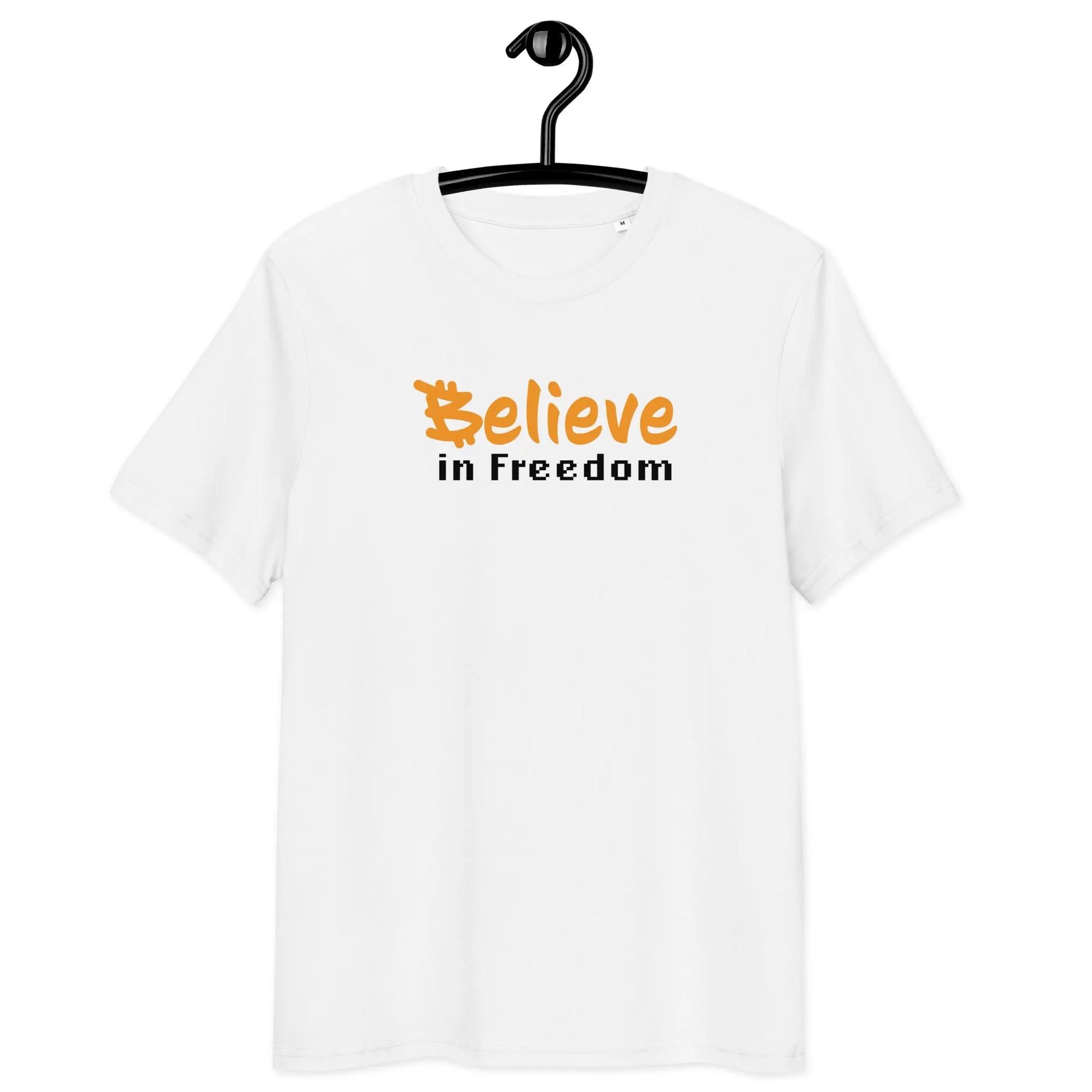 Bitcoin T-Shirt – Believe in Freedom - on hanger