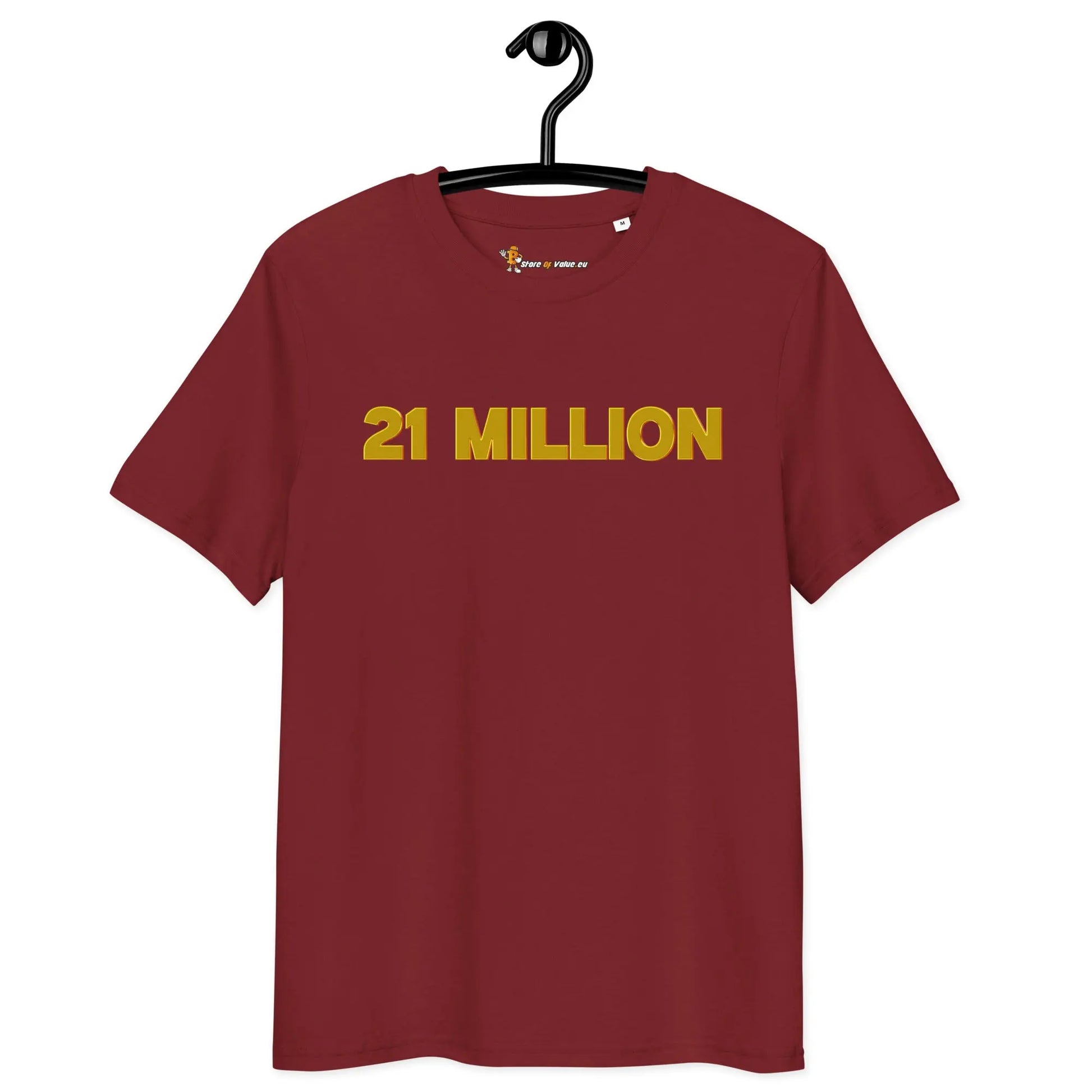 Bitcoin T-Shirt – 21 Million - on hanger - burgundy red