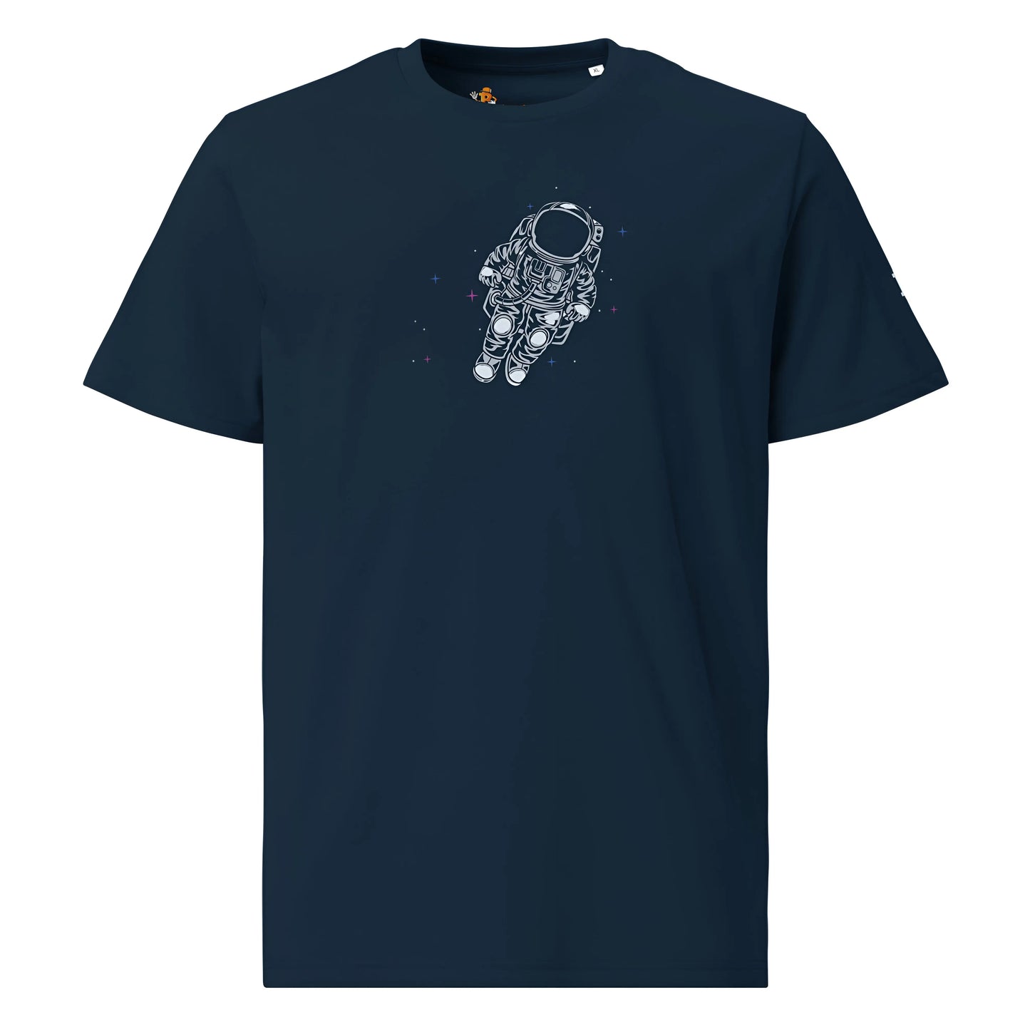 bitcoin t-shirt - bitcoin astronaut to the moon - front view - blue
