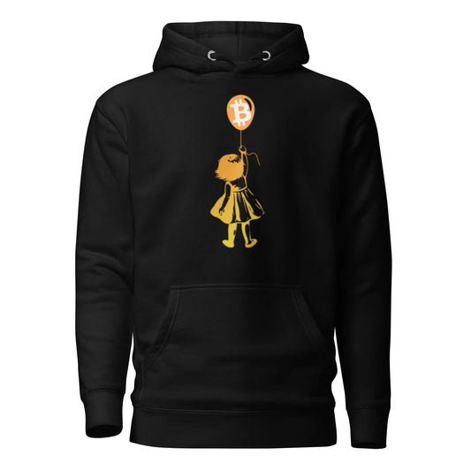 bitcoin hoodie - bitcoin balloon girl - front view