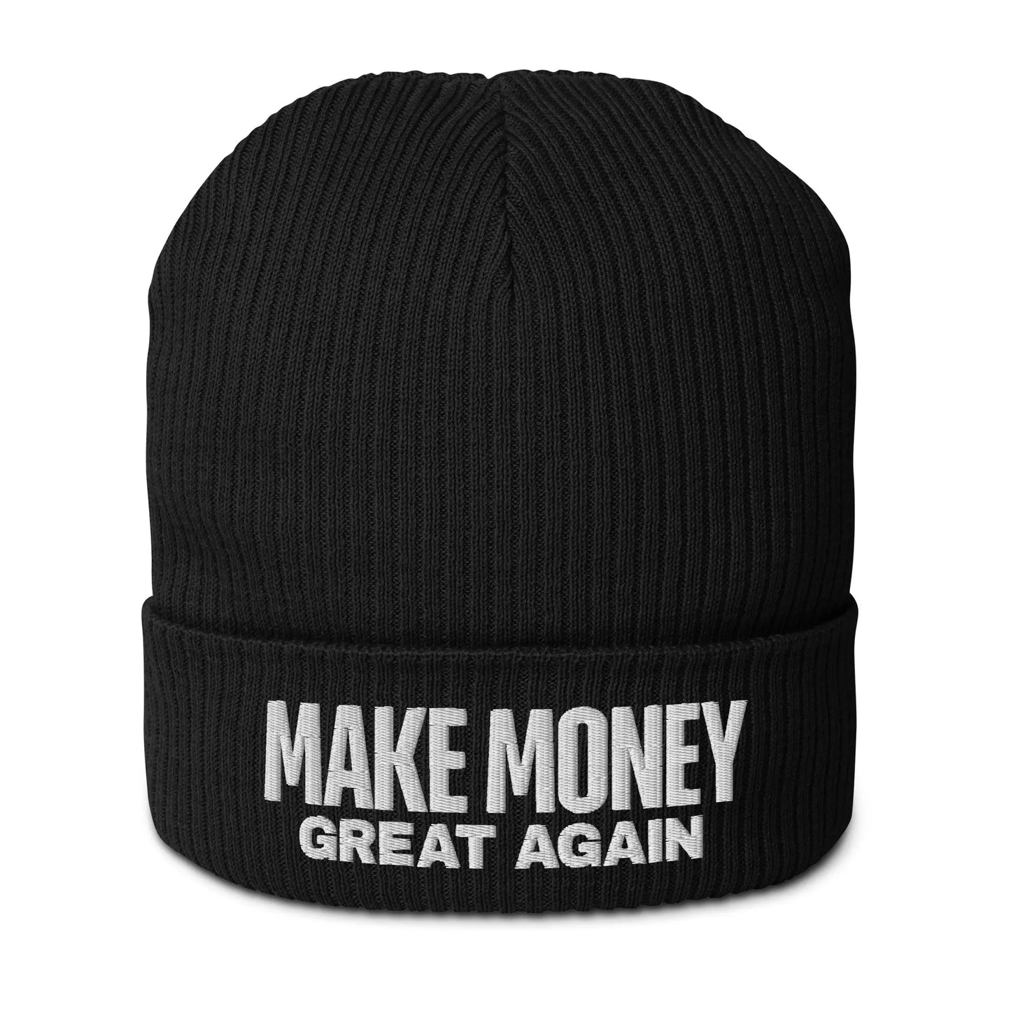 bitcoin beanie - make money great again - front view - black