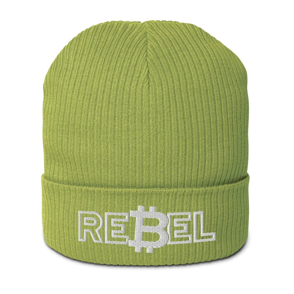bitcoin beanie - rebel - front view - green