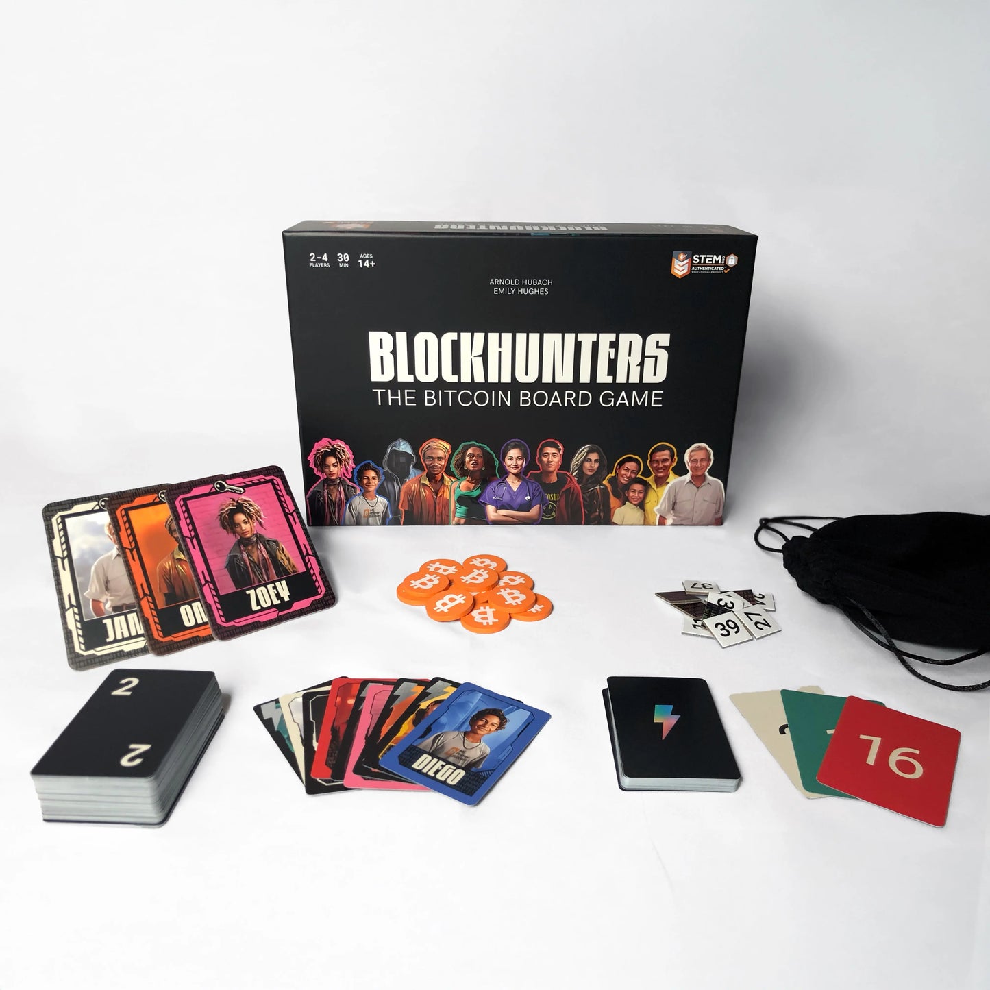 bitcoin board game - blockhunters - components overview
