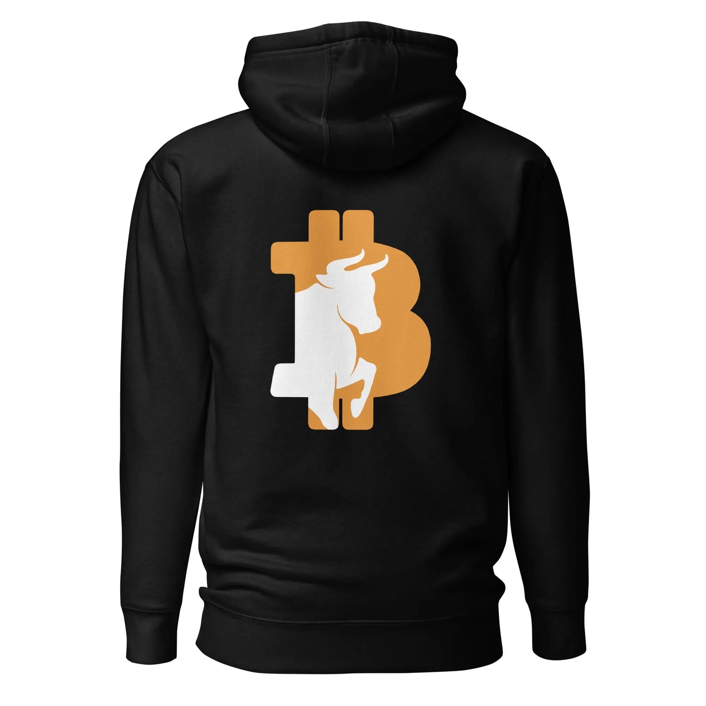 bitcoin hoodie - bitcoin bull - back print - back view - black