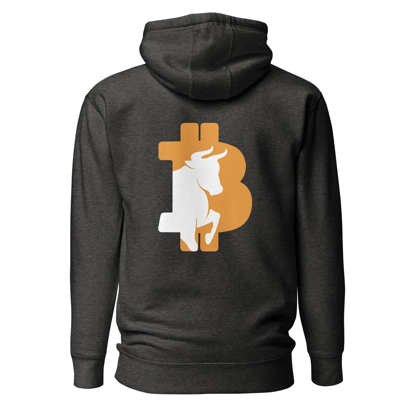 bitcoin hoodie - bitcoin bull - back print - back view - grey