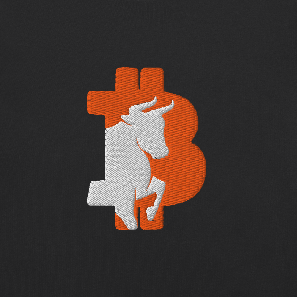 bitcoin t-shirt - bitcoin bull - embroidery close-up