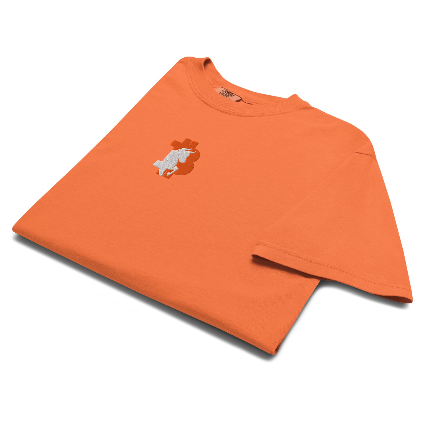 bitcoin t-shirt - bitcoin bull - folded - orange
