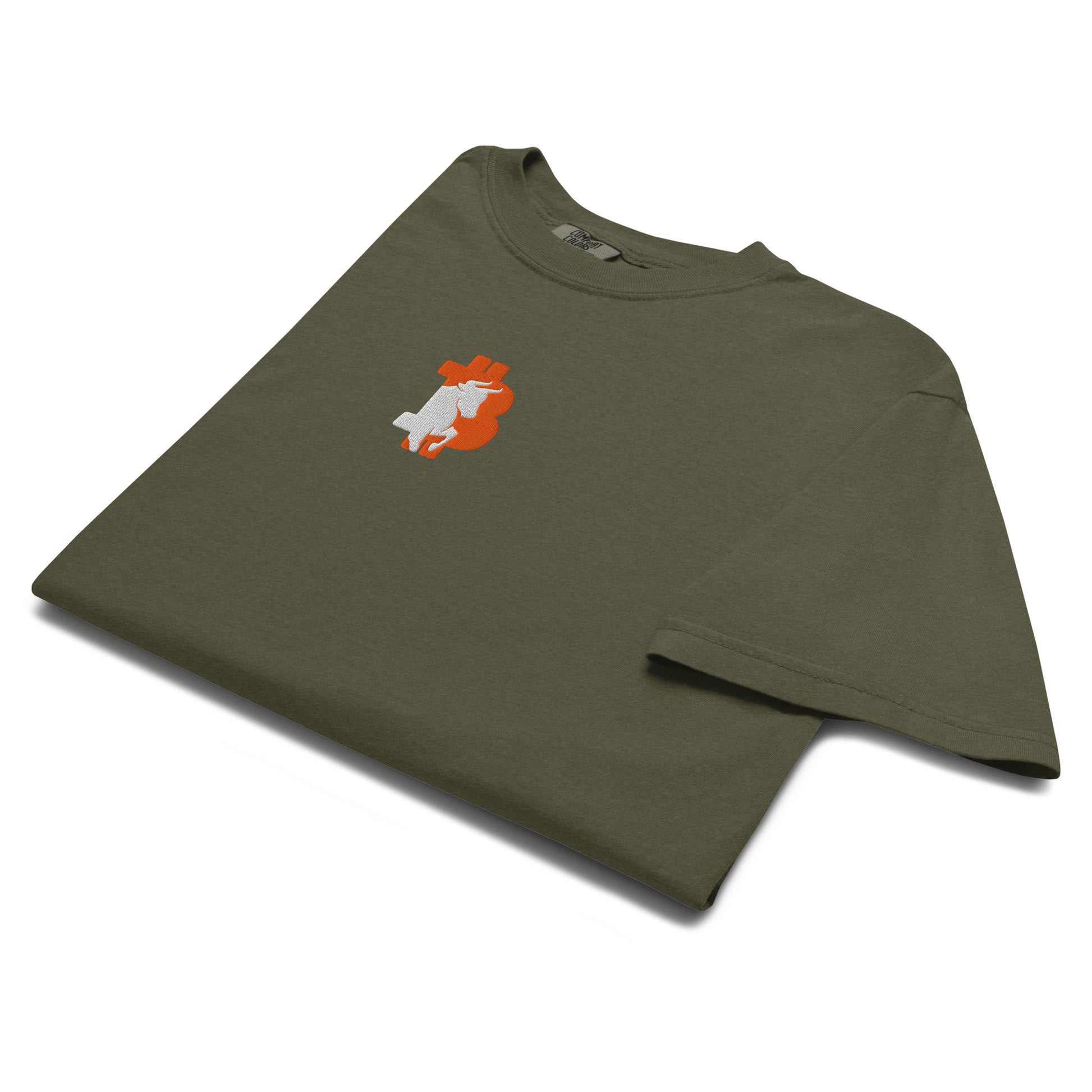 bitcoin t-shirt - bitcoin bull - folded - sage green