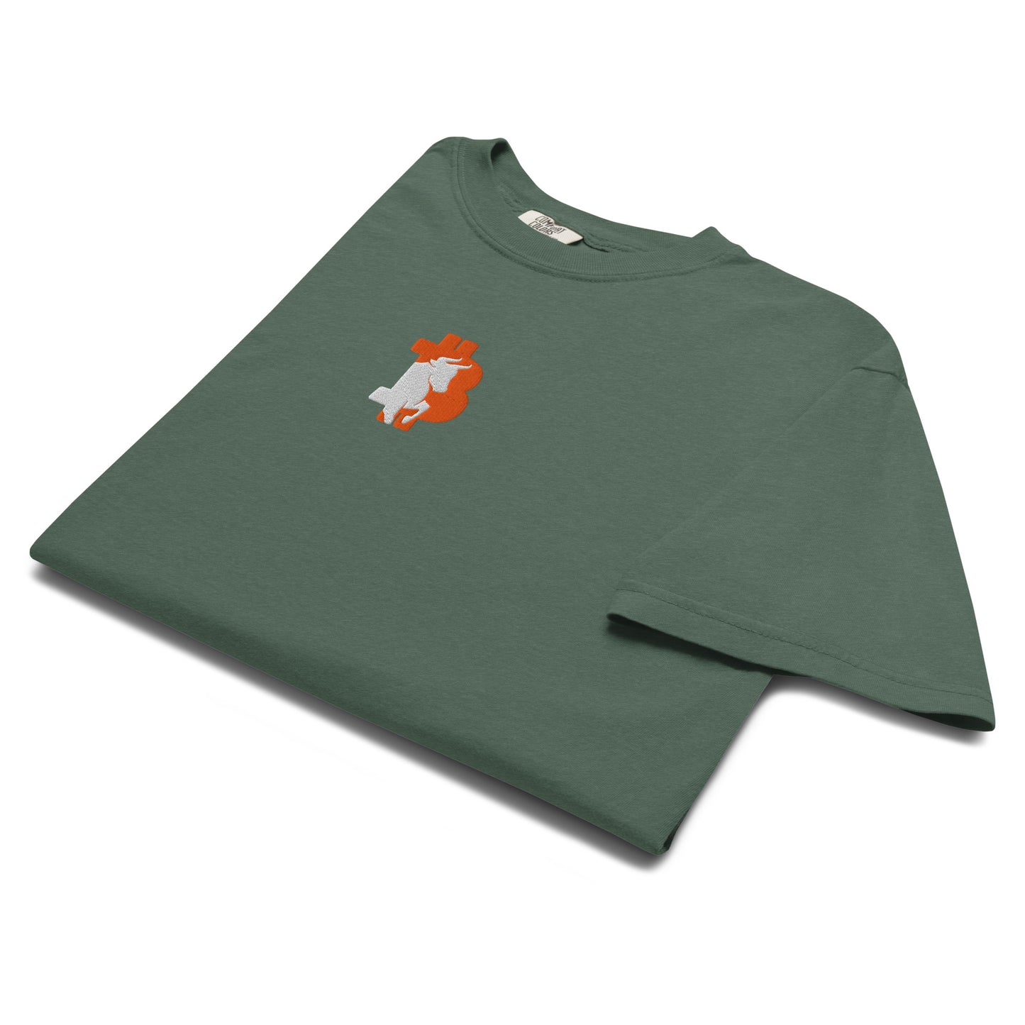 bitcoin t-shirt - bitcoin bull - folded - spruce blue