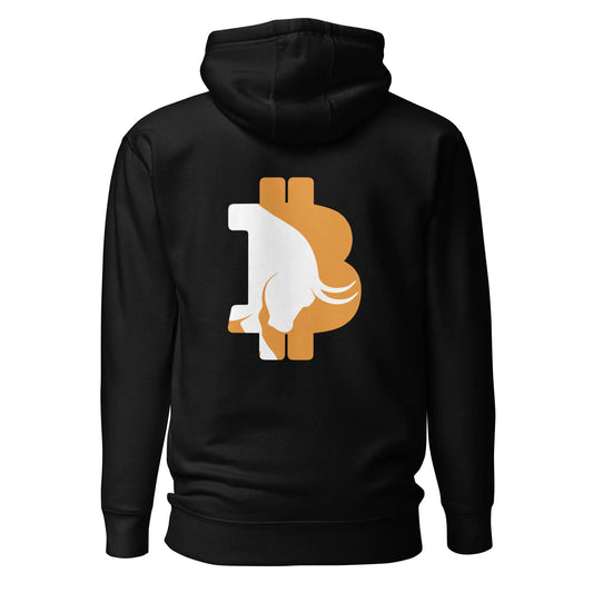 bitcoin hoodie - bitcoin bull run - back print - front view - black