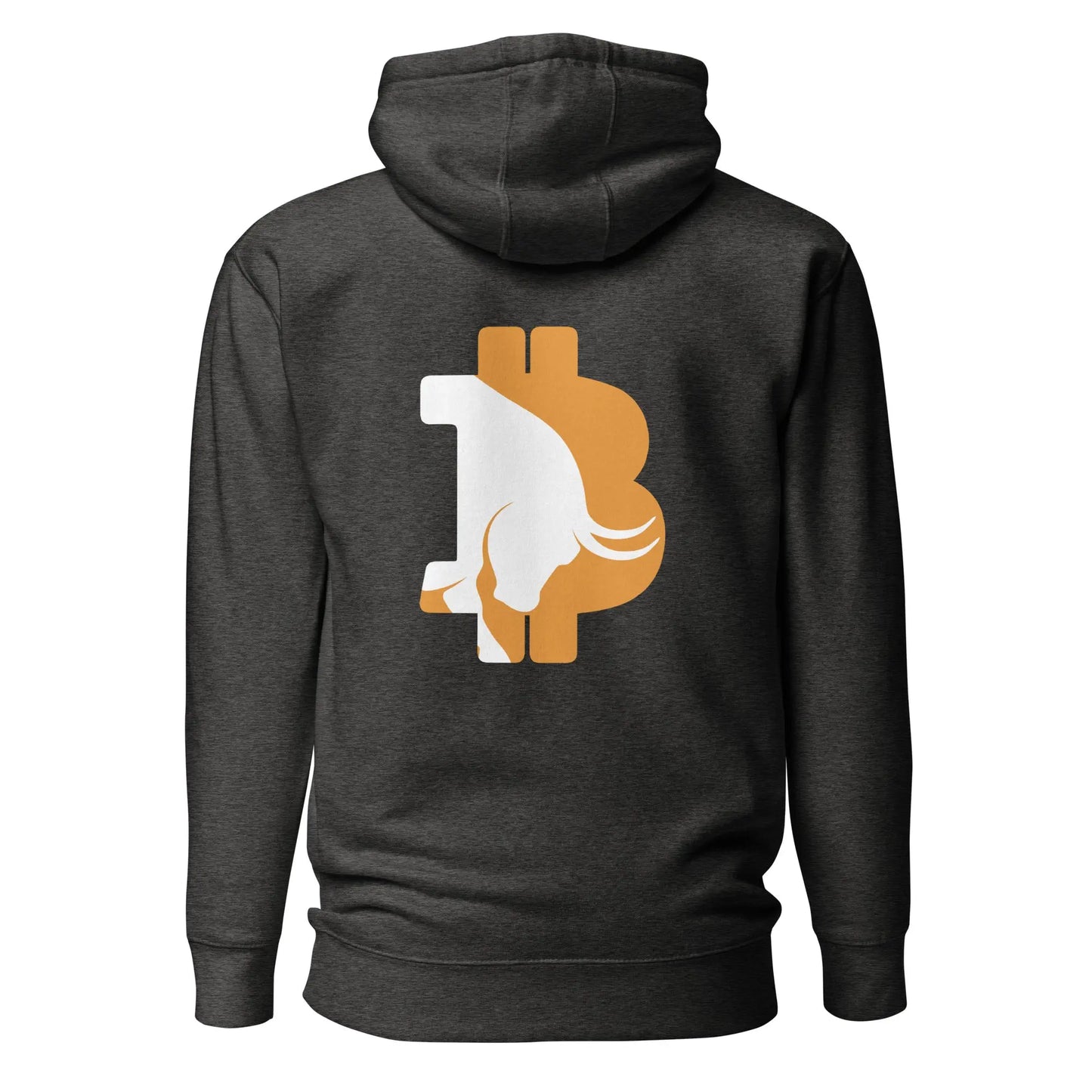 bitcoin hoodie - bitcoin bull run - back print - front view - grey