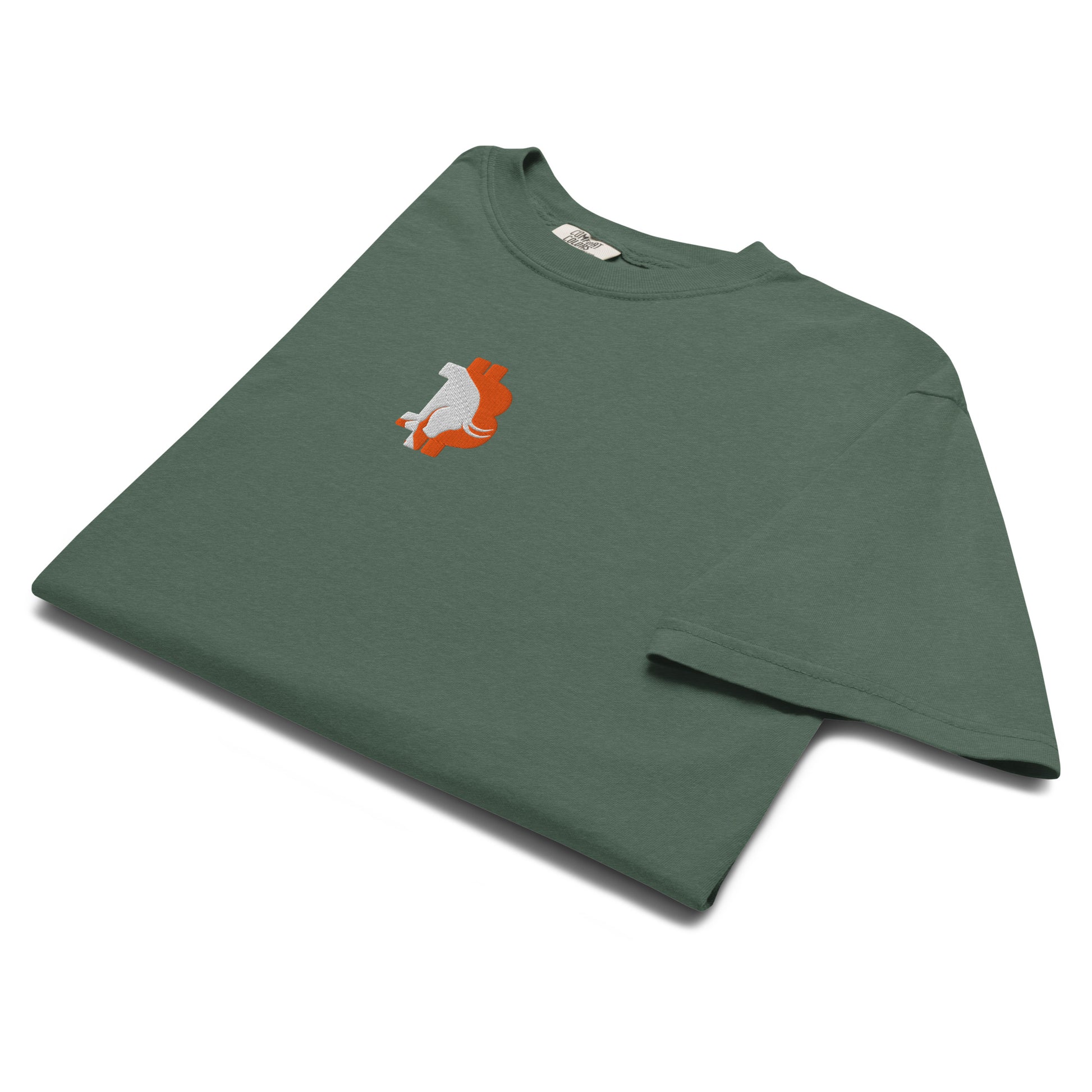 bitcoin t-shirt - bitcoin bull - folded - blue spruce